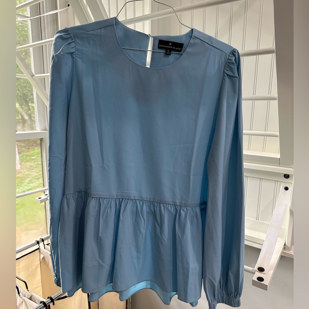 Pomander Place Blue Peplum top